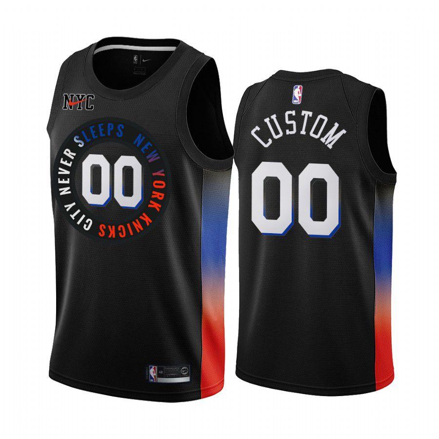 Men New York Knicks #00 custom black city edition 2020 nba jersey->customized nba jersey->Custom Jersey